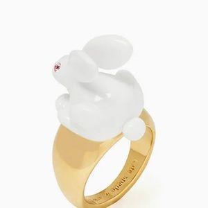 KATE SPADE FOREST PARTY WHITE BUNNY RING SIZE 7